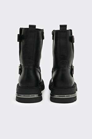 Hakiki Deri Fermuarlı Kadın Bot