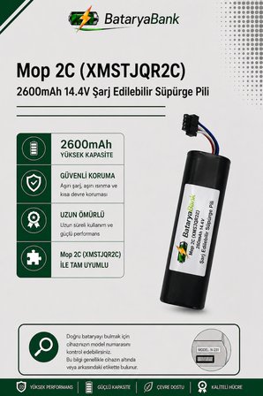 Mi Vacuum Mop 2C 2in1 (XMSTJQR2C) Uyumlu Robot Süpürge Bataryası 14.4V 2600mAh Li-ion Yedek Pil