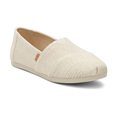 Kadın Espadril / Keten 10020656 Toms ALPARGATA Undyed Metallic Linen Stripe Natural