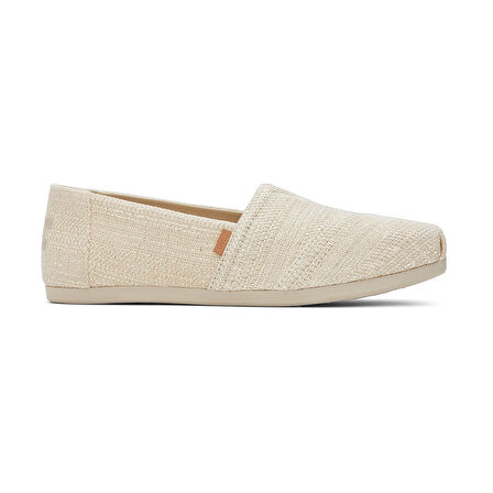 Kadın Espadril / Keten 10020656 Toms ALPARGATA Undyed Metallic Linen Stripe Natural