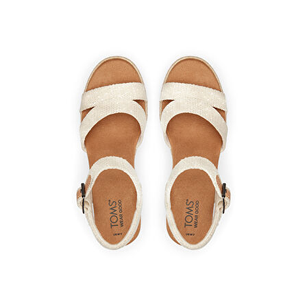 Kadın Sandalet 10020758 Toms AUDREY Wedge Sandal Metallic Natural