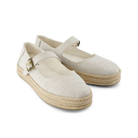 Kadın Espadril / Keten 10021863 Toms Carolina Mary Jane Espadrille Natural