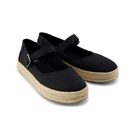 Kadın Espadril / Keten 10021878 Toms Carolina Mary Jane Espadrille Black