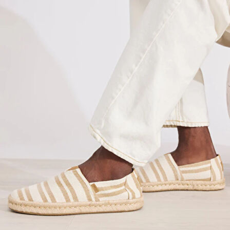 Erkek Espadril / Keten 10021900 Toms Alpargata Rope 2.0 toffee beach stripe