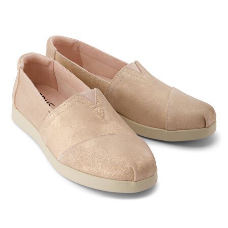 Kadın Espadril / Keten 10021918 Toms Alpargata Plus Pale Rose Metallic Suede