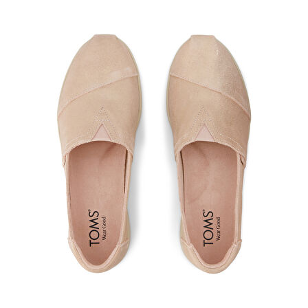 Kadın Espadril / Keten 10021918 Toms Alpargata Plus Pale Rose Metallic Suede