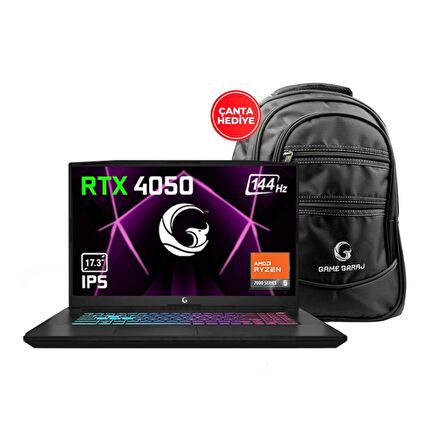 Game Garaj Slayer R5XL-4050 C1 R5-7535HS 16GB 500GB SSD RTX4050 17.3" FHD IPS 144Hz DOS + ÇANTA