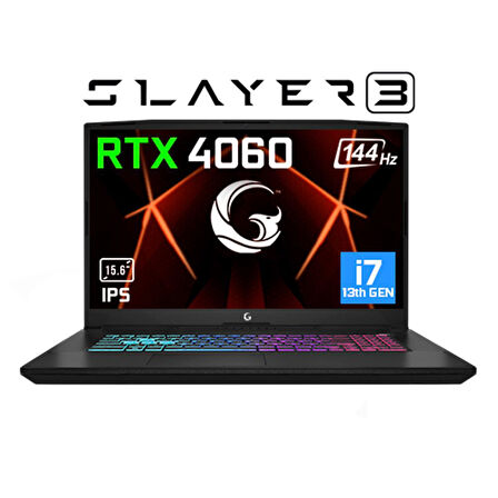 Game Garaj Slayer3 7-4060 V2 C3 Intel Core i7 13700H 64GB RAM 1TB SSD RTX4060 15.6" FHD 144Hz IPS FreeDOS Dizüstü Bilgisayar + Çanta