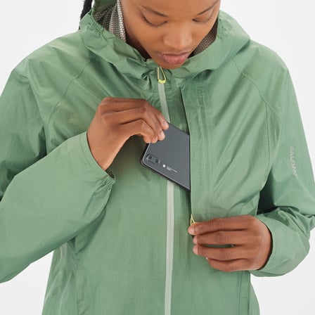 Salomon Bonatti Waterproof Kadın Yeşil Yağmurluk