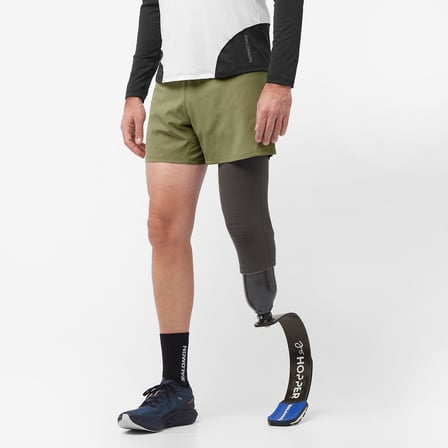 Salomon Cross 5 Erkek Yeşil Koşu Şortu