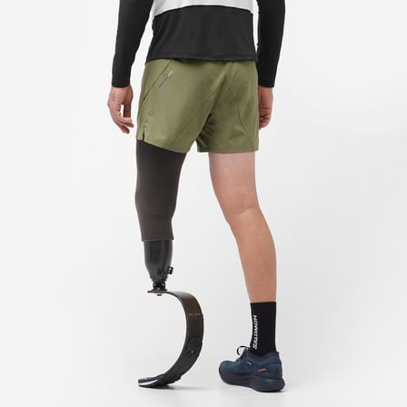 Salomon Cross 5 Erkek Yeşil Koşu Şortu