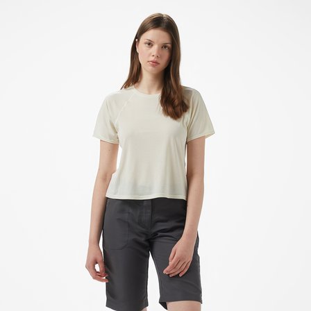 Salomon Shkout Air Crop Ss Kadın Krem Koşu T-Shirt