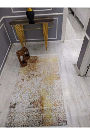 Kaymaz Tabanlı Yıkanabilir Dekoratif Desenli Dokuma Taban Halı