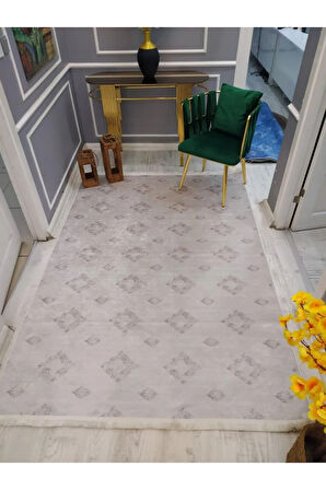 Kaymaz Tabanlı Yıkanabilir Etnik Dekoratif Desenli Dokuma Taban Halı