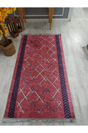 Kaymaz Tabanlı Yıkanabilir Dekoratif Çizgiler Desenli Dokuma Taban Halı