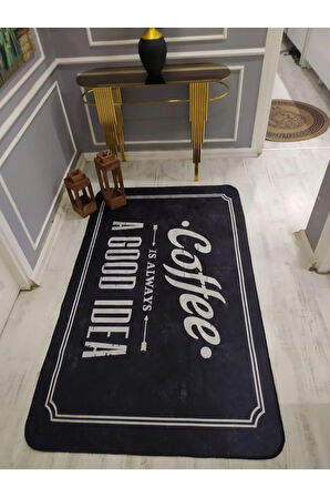 Kaymaz Tabanlı Yıkanabilir Coffee Desenli Dokuma Taban Halı