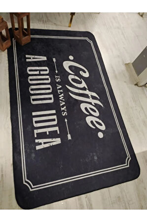 Kaymaz Tabanlı Yıkanabilir Coffee Desenli Dokuma Taban Halı