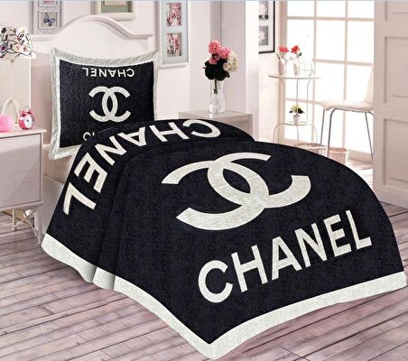Pamuk Dolgulu Kadife Kumaşlı Çerçeveli Modern Chanel Desenli Tek Kişilik Kapitone Yatak Örtüsü