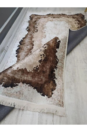 Kaymaz Tabanlı Yıkanabilir Eskitme Dekoratif Desenli Dokuma Taban Halı