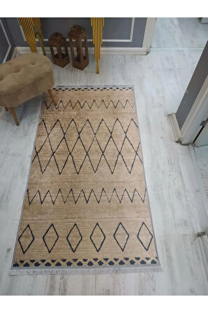 Kaymaz Tabanlı Yıkanabilir Hasır Kilim Desenli Dokuma Taban Halı