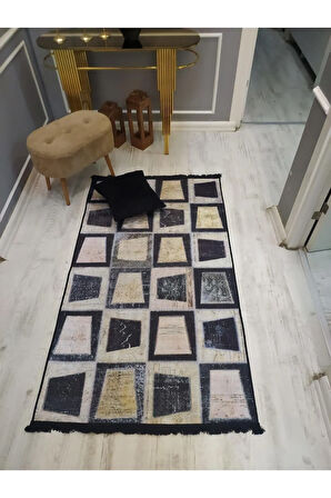 Kaymaz Tabanlı Yıkanabilir Dekoratif Kilim Desenli Dokuma Taban Halı