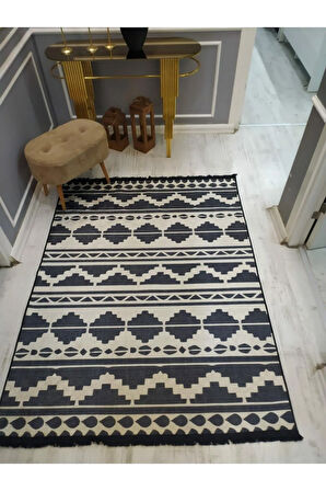 Kaymaz Tabanlı Yıkanabilir Örüntü Kilim Desenli Dokuma Taban Halı