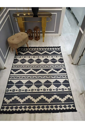 Kaymaz Tabanlı Yıkanabilir Örüntü Kilim Desenli Dokuma Taban Halı