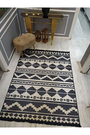 Kaymaz Tabanlı Yıkanabilir Örüntü Kilim Desenli Dokuma Taban Halı