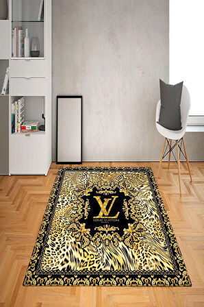 Kaymaz Taban Yıkanabilir Dekoratif Leopar Desenli Dot Taban Halı