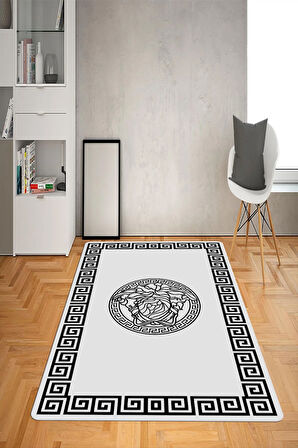 Kaymaz Taban Yıkanabilir Modern Dekoratif Medusa Desenli Dot Taban Halı