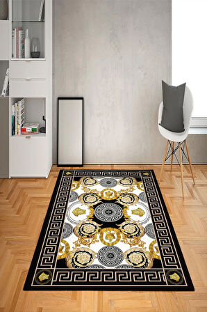 Kaymaz Taban Yıkanabilir Dekoratif Baroque Medusa Desenli Dot Taban Halı