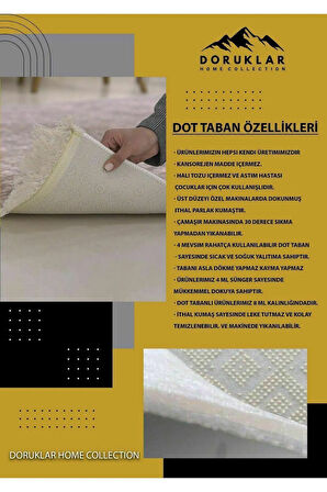 Kaymaz Tabanlı Yıkanabilir Kahve Fincanı ve Kalp Desenli Dot Taban Halı