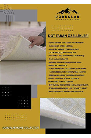 Kaymaz Tabanlı Yıkanabilir Çizgili İskandinav Kilim Desenli Dot Taban Halı