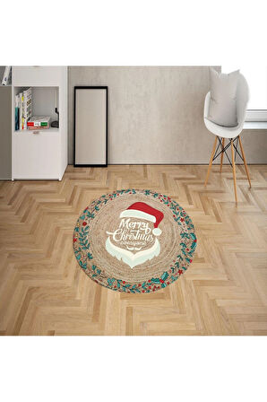 Dijital Baskılı Kaymaz Taban Happy New Year Yazılı Dekoratif Yılbaşı Halısı