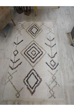 Kaymaz Tabanlı Yıkanabilir Dekoratif Kilim Desenli Dokuma Taban Halı