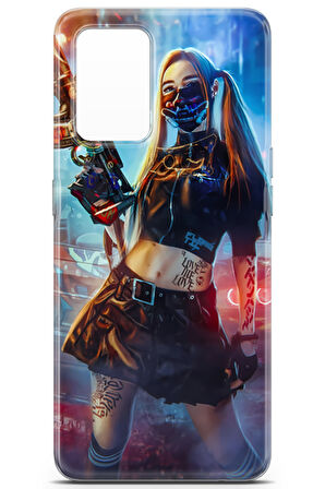 Oppo A74 uyumlu Girls 31 HQ Baskı Cyberpunk Silahlı Kız
