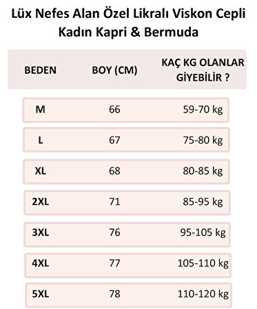 Lüx Nefes Alan Özel Likralı Viskon Cepli Kadın Kapri & Bermuda