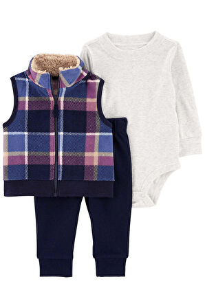 Erkek Bebek 3'lü Yelek Set-Lacivert | 3Ay