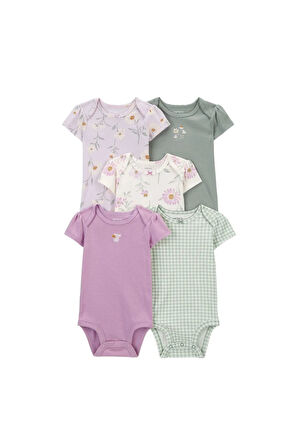 Carter's Kız Bebek Kısa Kollu Body 5'li Paket