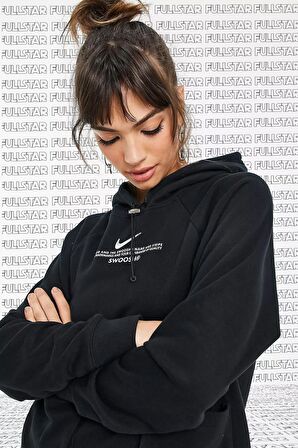Nike Swoosh Loose Fit Sweatshirt Black Bol Kesim Kapüşonlu Sweatshirt Siyah