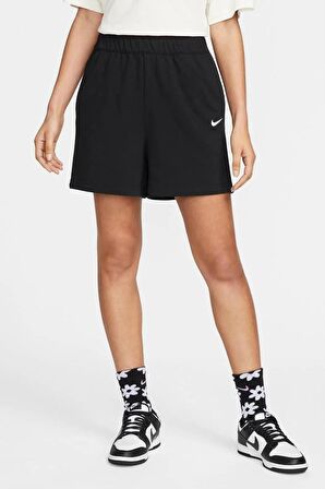 Nike Sportswear Essential Loose Fit Jersey Shorts Bol Kesim Ağır Modal Kadın Şort Siyah