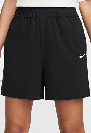 Nike Sportswear Essential Loose Fit Jersey Shorts Bol Kesim Ağır Modal Kadın Şort Siyah