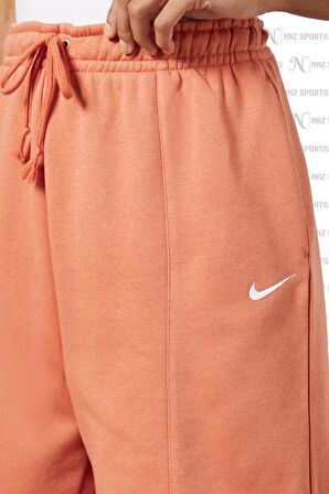 Nike Sportswear Ess. Collt. Fleece High-Waisted Yüksek Belli Bol Kesim Turuncu Rengi Kadın Spor Şort