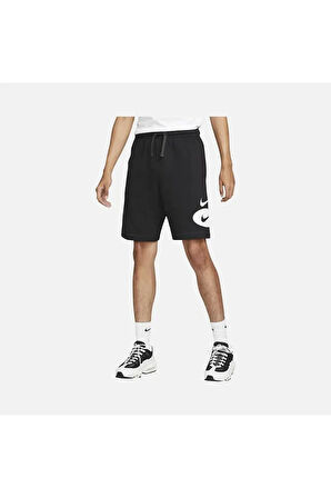Sportswear Swoosh League French Terry Erkek Şort, Siyah Çift Logo Erkek Şort