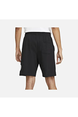 Sportswear Swoosh League French Terry Erkek Şort, Siyah Çift Logo Erkek Şort