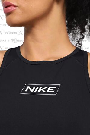 Nike Pro Dri-Fit Graphic Crop Sıkı Kesim Siyah Kadın Spor Atleti