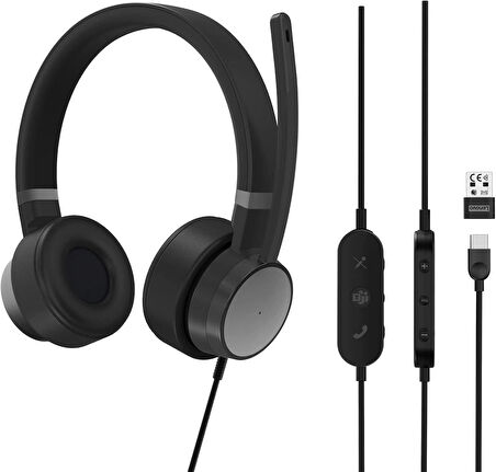 Lenovo Go Wired ANC Headset Kulaküstü Kulaklık Thunder Black - 4XD1C99223