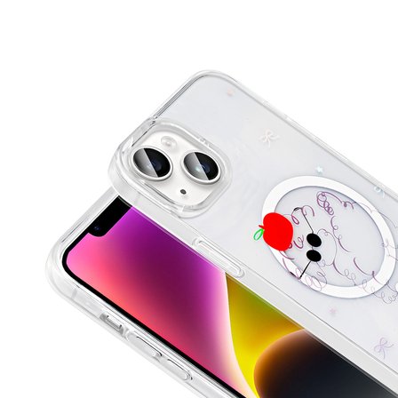 Gpack Apple iPhone 13 uyumlu Kılıf Folk M-Safe Şarj Özellikli Şeffaf Desenli