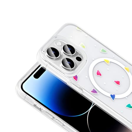 Gpack Apple iPhone 14 Pro uyumlu Kılıf Folk M-Safe Şarj Özellikli Şeffaf Desenli
