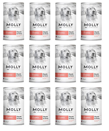 Molly Somonlu Soslu Köpek Konservesi 400 Gr X 12 Adet
